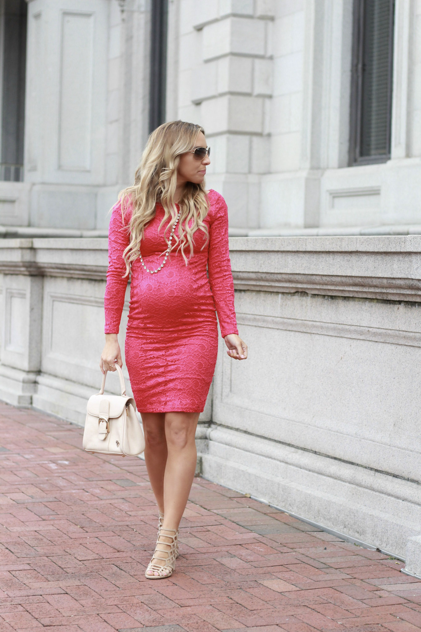 Maternity Glam - Pink Maternity Dress - According to Blaire