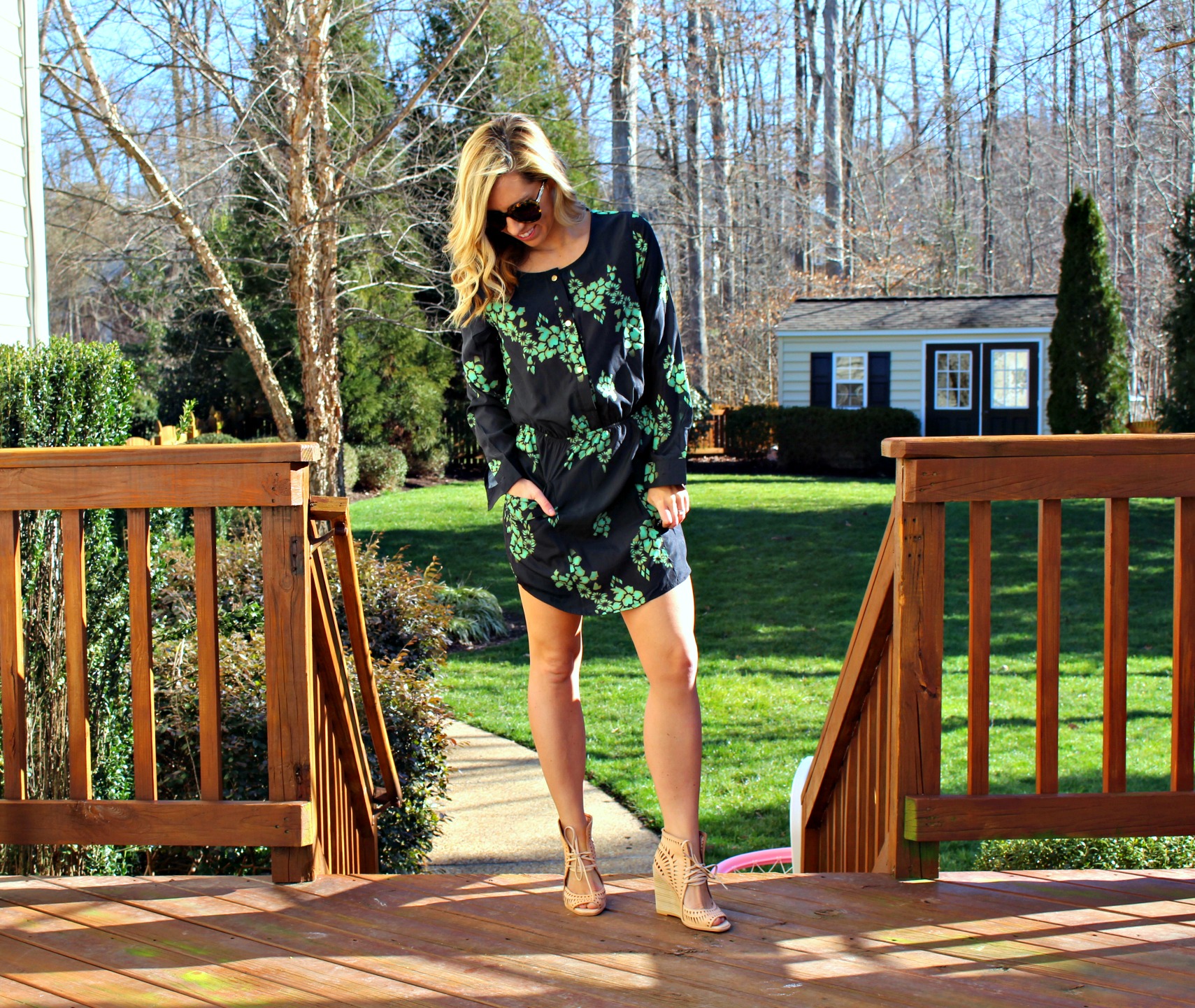 Black & Green Floral Dress