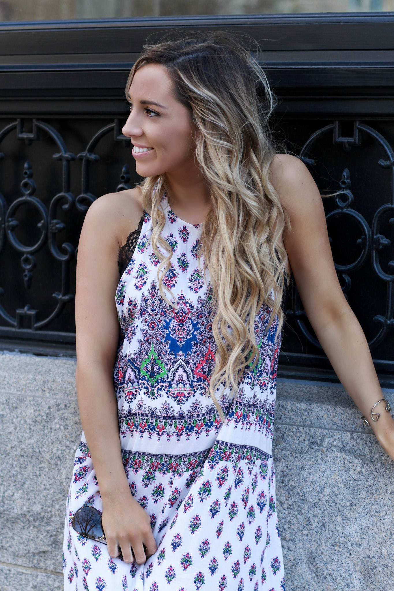 le salty label, maxi dress, boho, printed maxi, gladiators, sam edelman, boho chic, according to blaire, maternity style, pregnancy style, dress the bump, real mom style