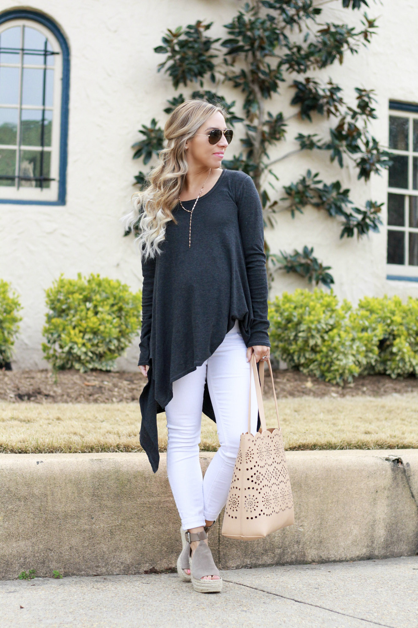 Handkerchief Tunic Top & Must Have Spring Wedges