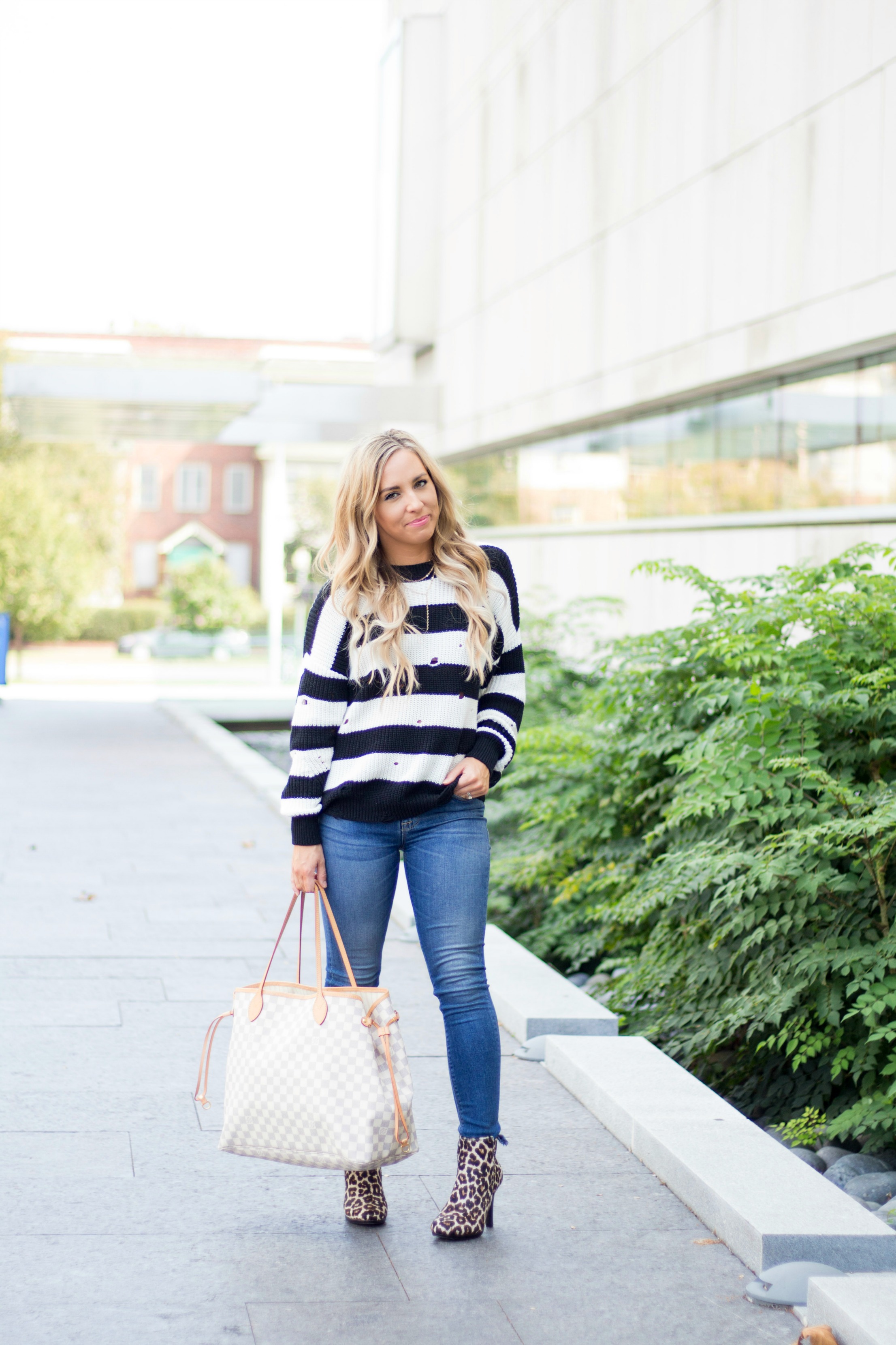 $20 Striped Pullover & Leopard Print Booties - According to Blaire